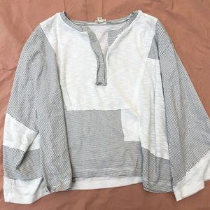 Black and White Striped POL Blouse